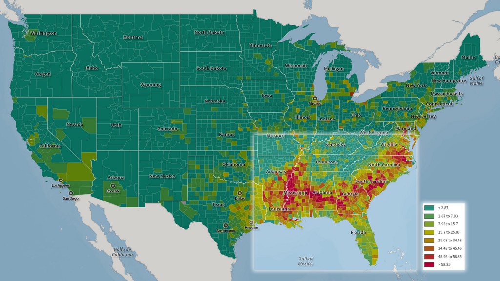 Total population, black or African American alone, U.S. Census, 2010.